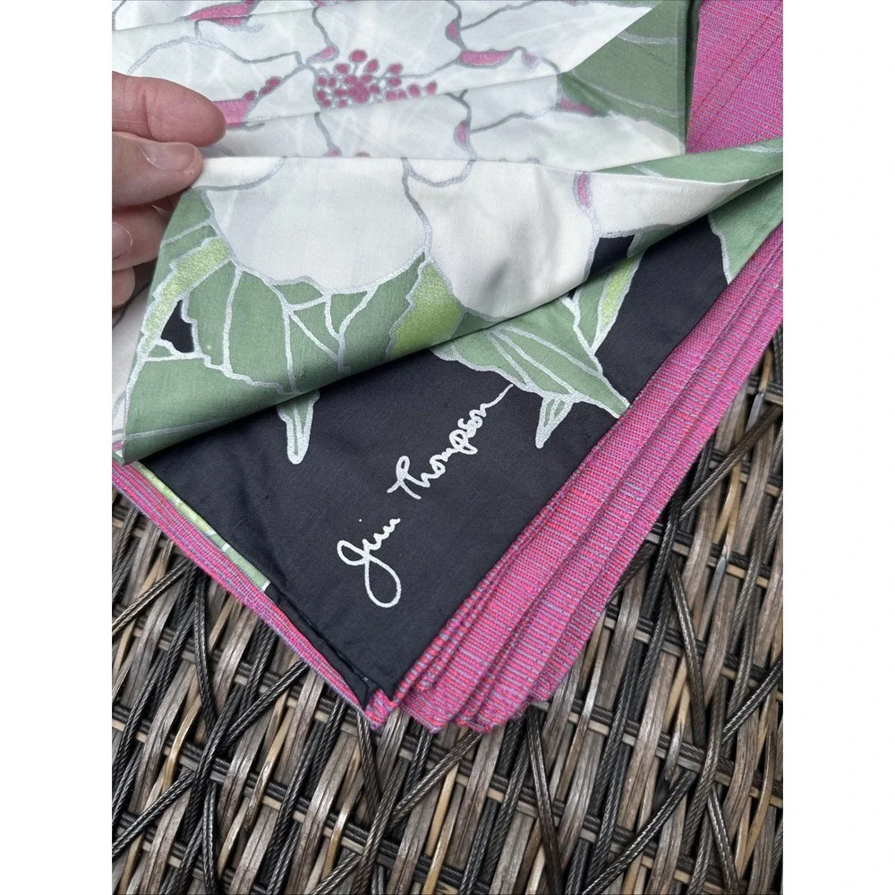 Vintage Jim Thompson Thai Silk Table Linens 8 Placemats 8 Napkins NOS Botanical